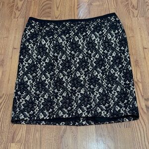 Talbots Black and Cream Lace Pencil Skirt